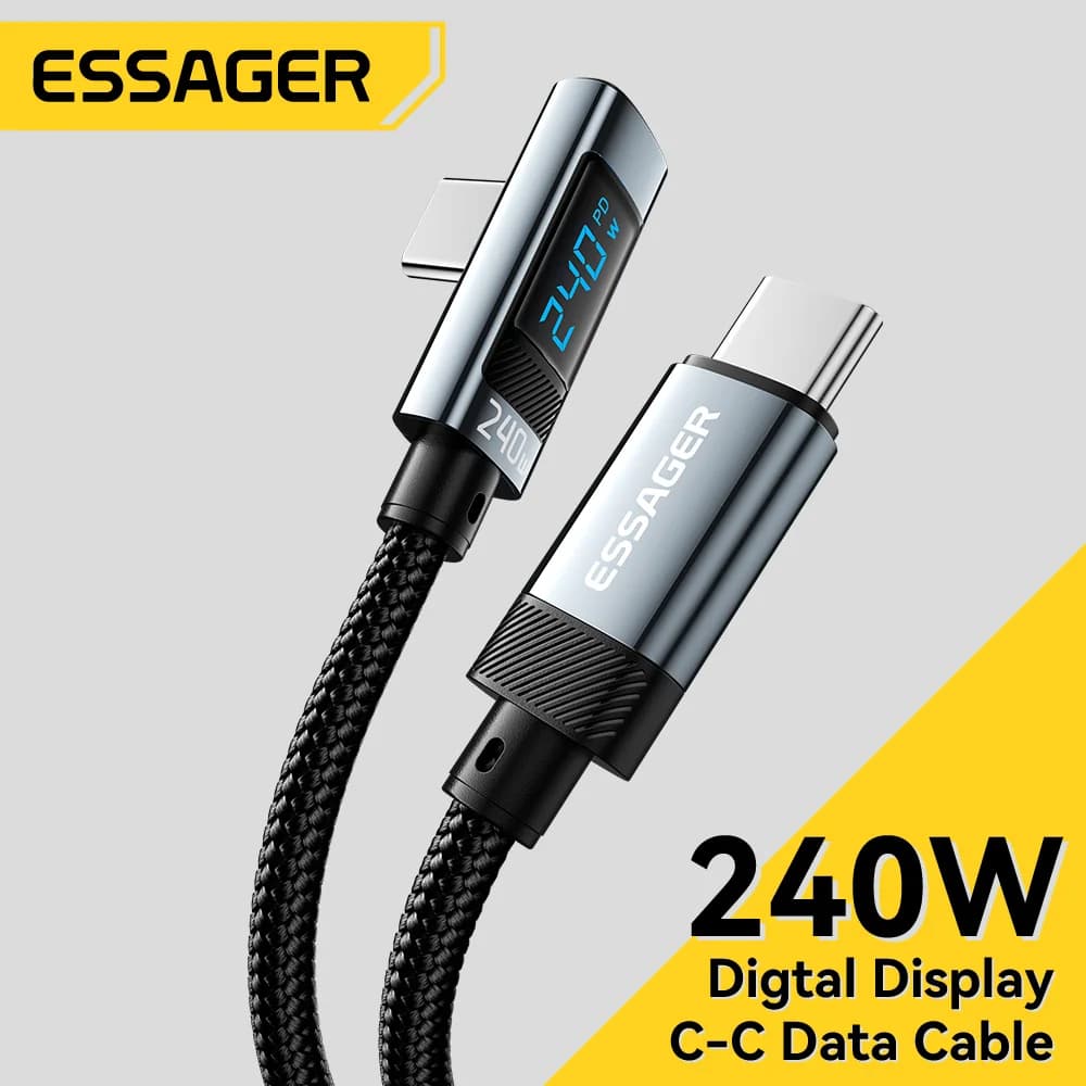 كابل USB-C إلى USB-C بزاوية 90 درجة بقوة 240W