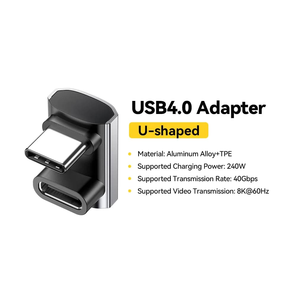 محول بيانات OTG زاوية 90 درجة USB4.0 بقوة 240 واط ودعم 8K
