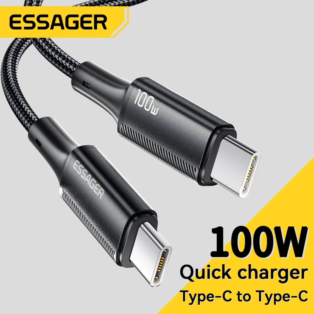 كابل USB-C إلى USB-C بشحن سريع PD بقوة 100W