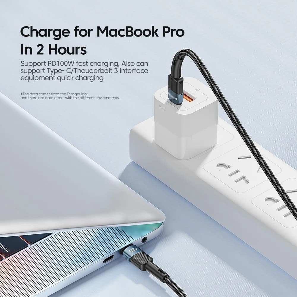 كابل شحن سريع USB-C إلى USB-C بقوة 100 واط، طول 3 متر