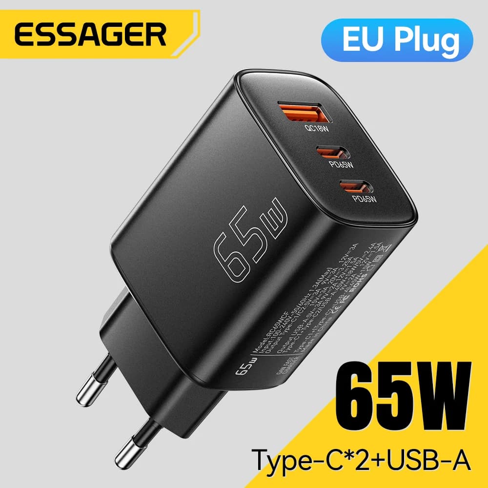 شاحن USB-C بقوة 65W بتقنية GaN مع الشحن السريع 4.0