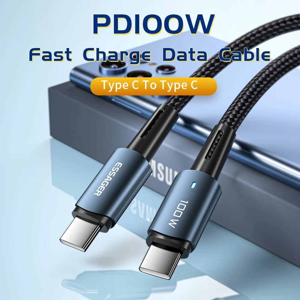 كابل شحن سريع USB-C PD بقوة 100 واط