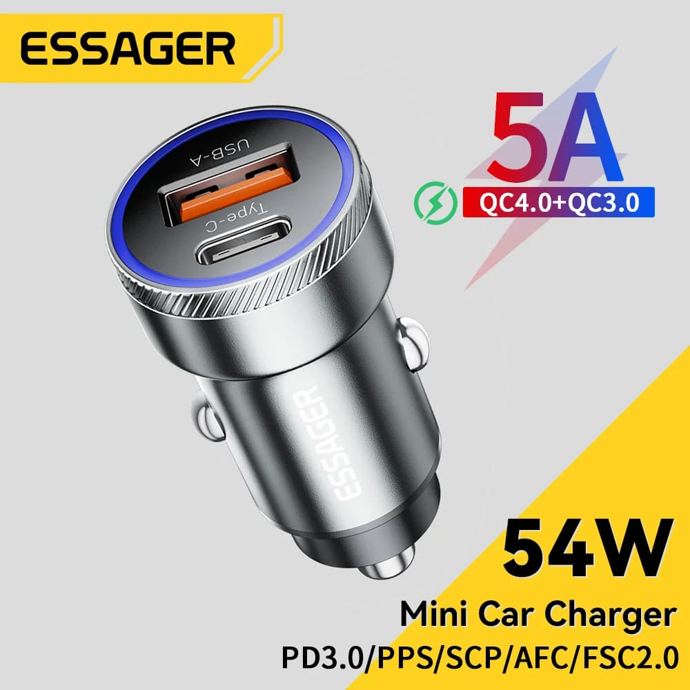 شاحن سيارة USB بقوة 54 واط مع PD و QC 3.0