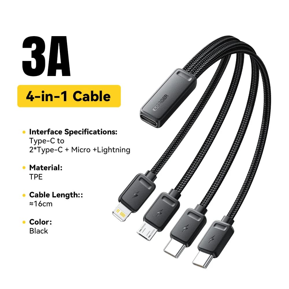 كابل شحن متعدد USB محمول 4 في 1