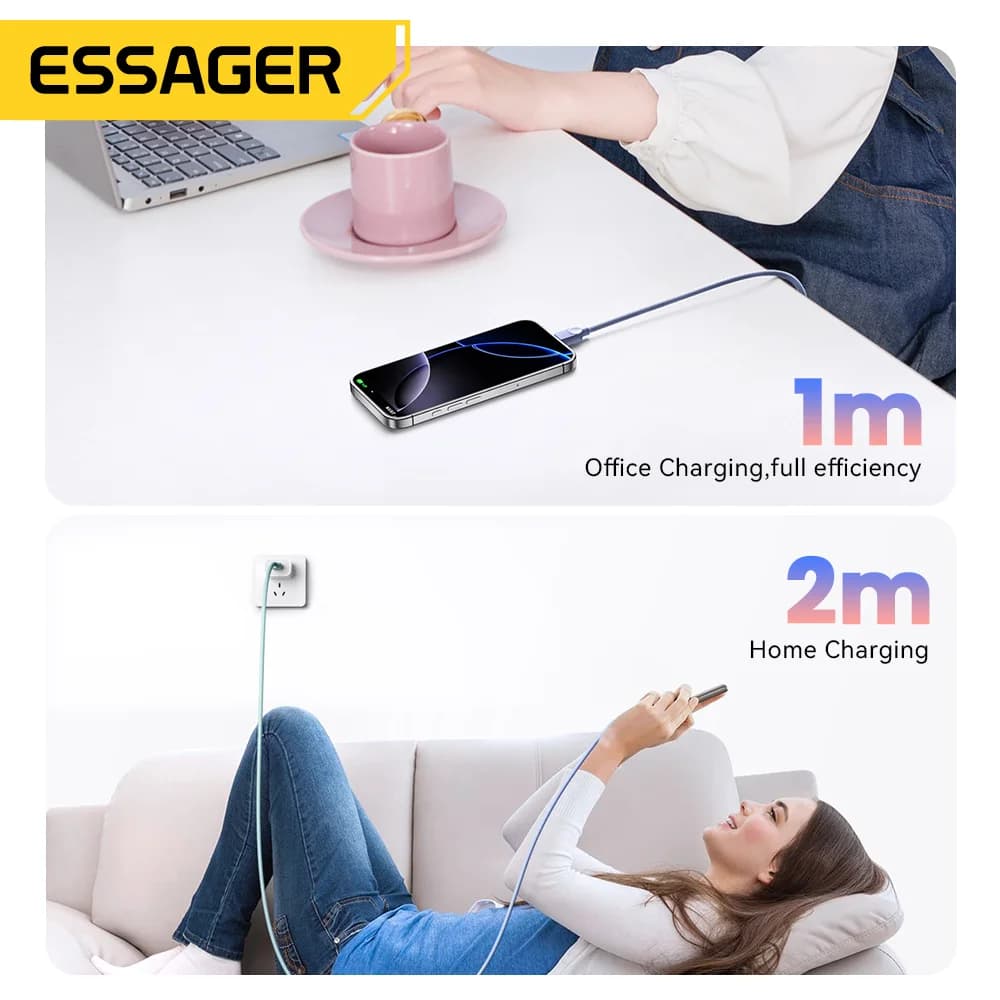 كابل شحن سريع USB-C إلى USB-C ملون بقوة 60 واط