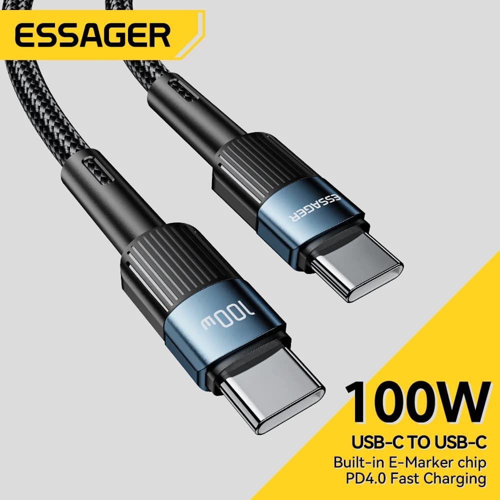 كابل شحن سريع USB-C إلى USB-C بقوة 100 واط، طول 3 متر