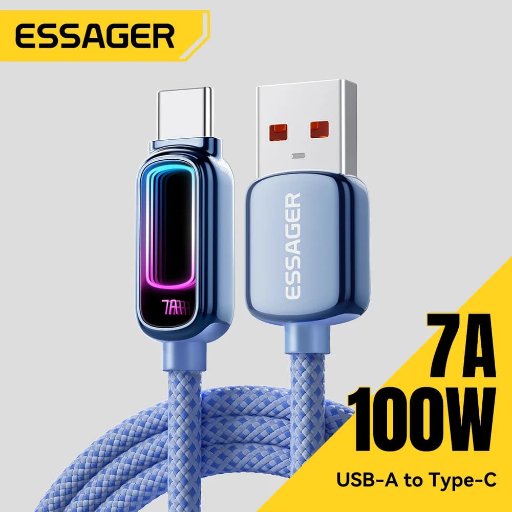كابل USB-C للشحن السريع بتقنية PD بقوة 100 واط وتيار 7 أمبير