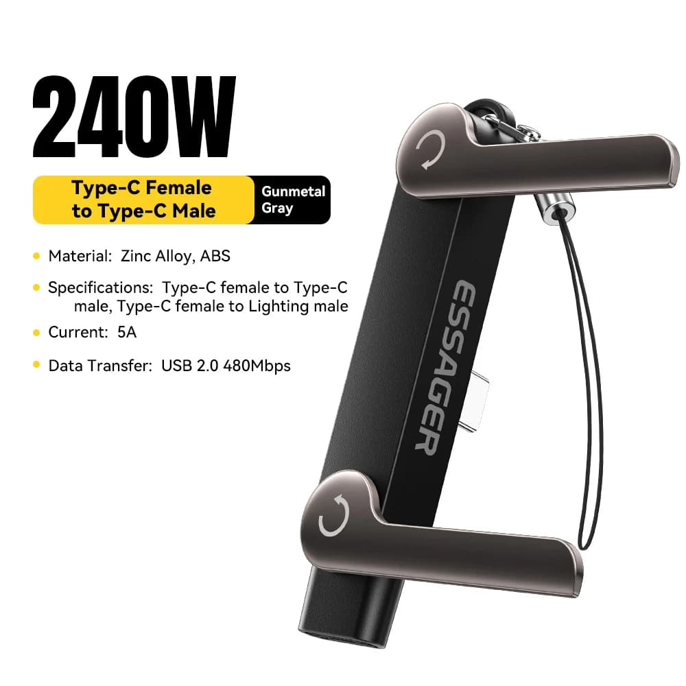 محول USB-C OTG بقوة 240 واط مع حامل