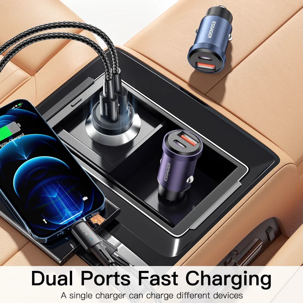 شاحن سيارة USB-C بقوة 30 واط، شحن سريع 4.0