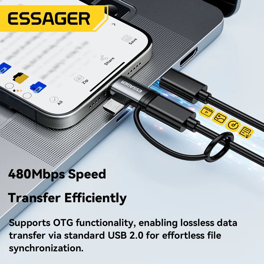 محول مزدوج Lightning و Micro USB 2 في 1
