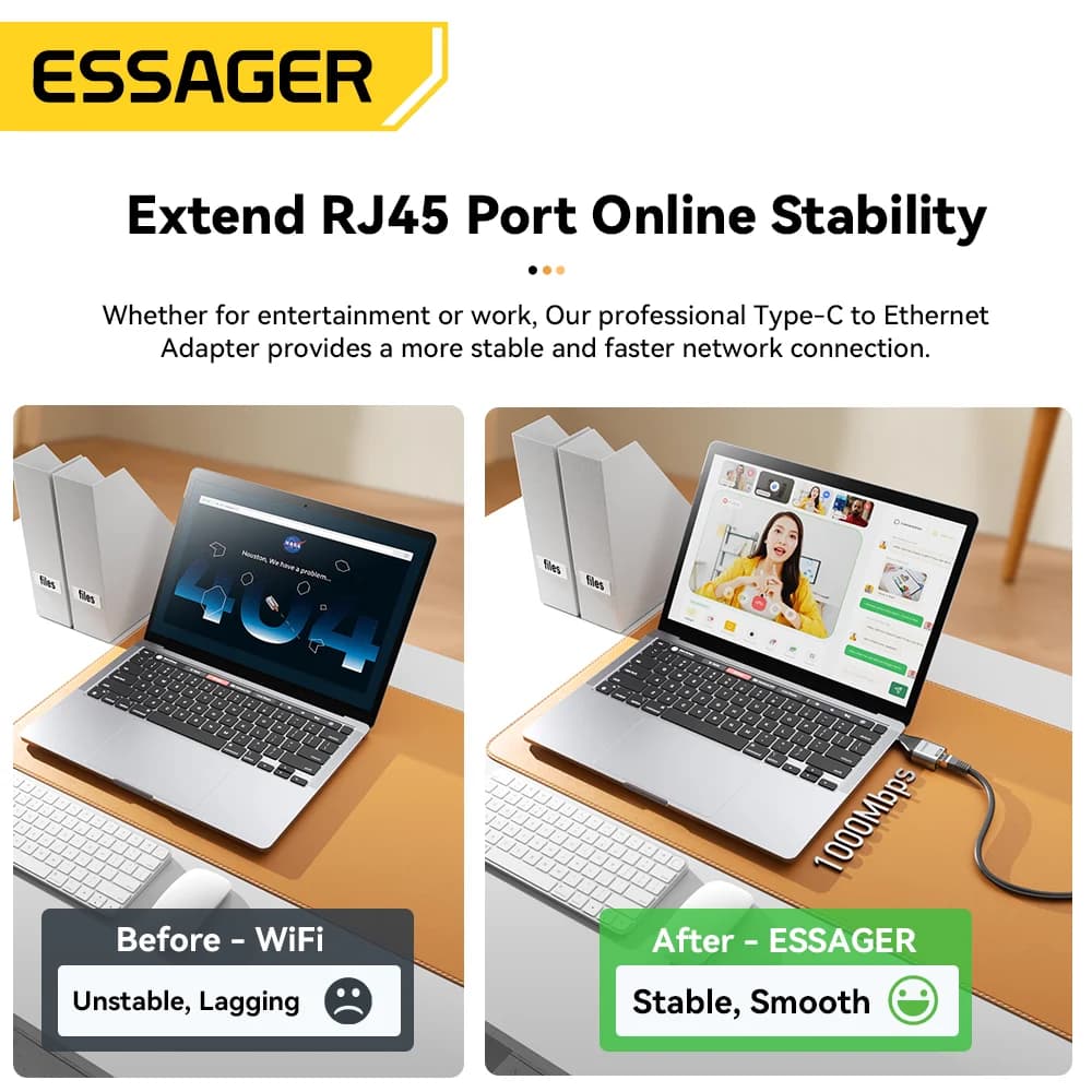 محول Ethernet RJ45 جيجابت من USB-C