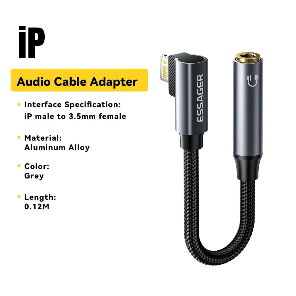 محول صوتي من USB-C إلى 3.5mm بتصميم على شكل حرف L