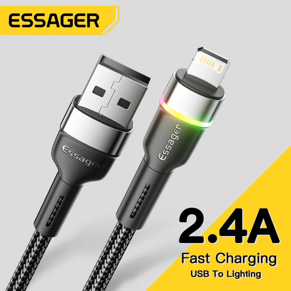كابل بيانات وشحن سريع LED بتقنية USB لهاتف iPhone