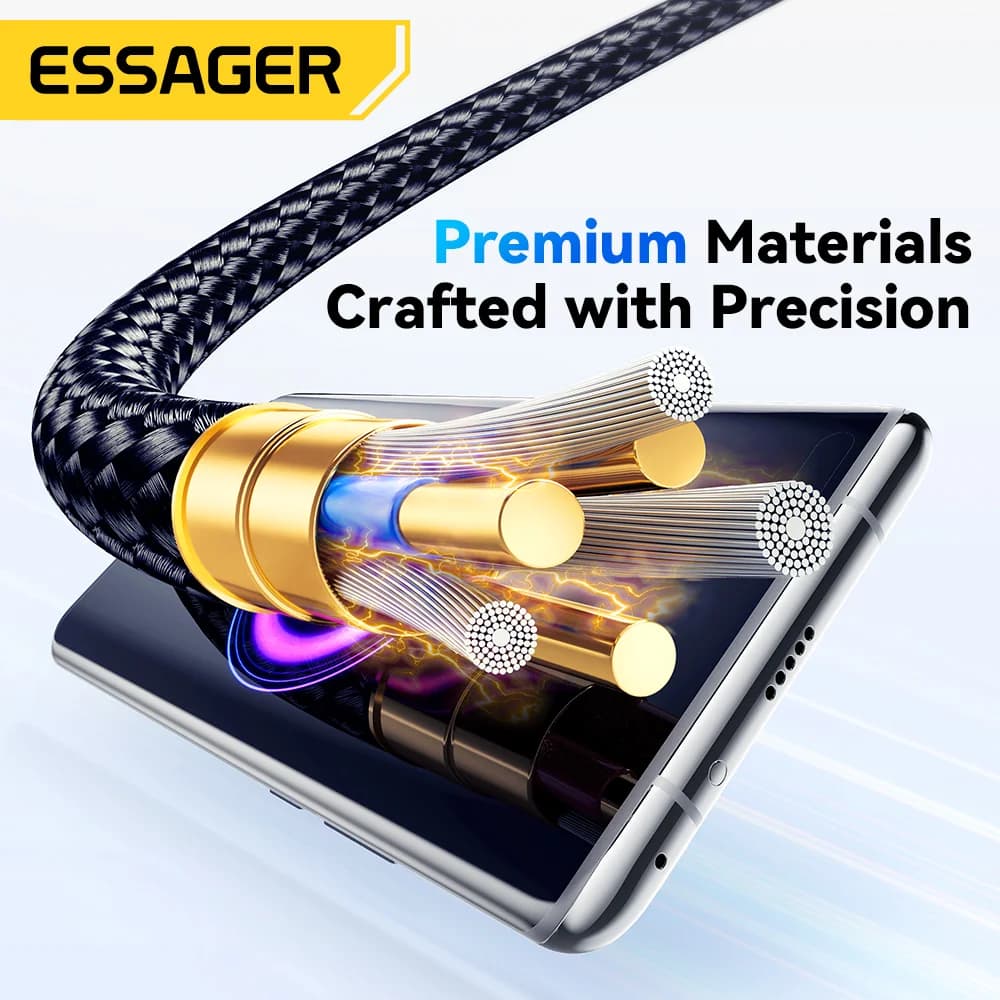 كابل شحن سريع USB-C بقوة 120 واط مع شاشة LED