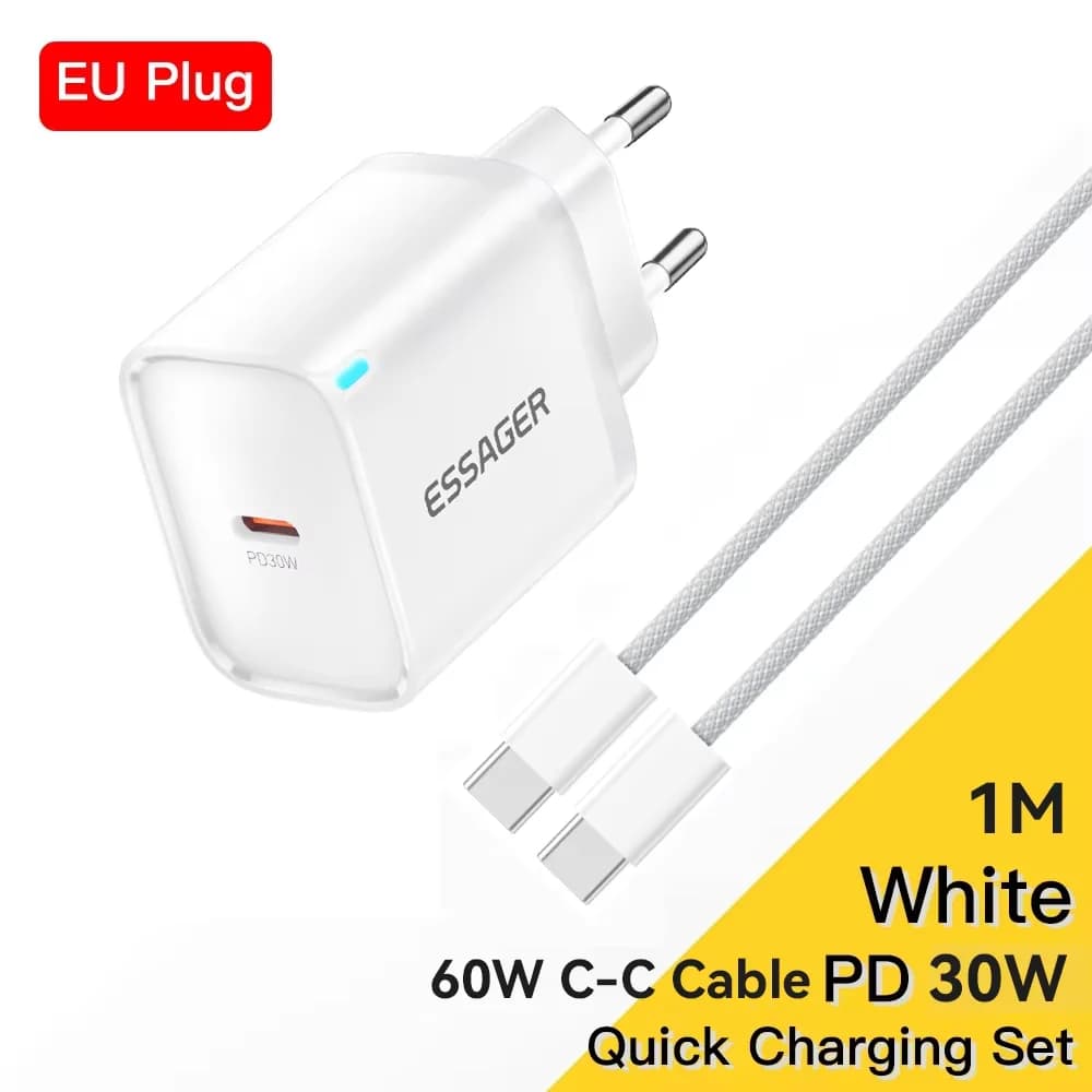 شاحن USB-C ميني 30 واط مع مجموعة كابل Lightning