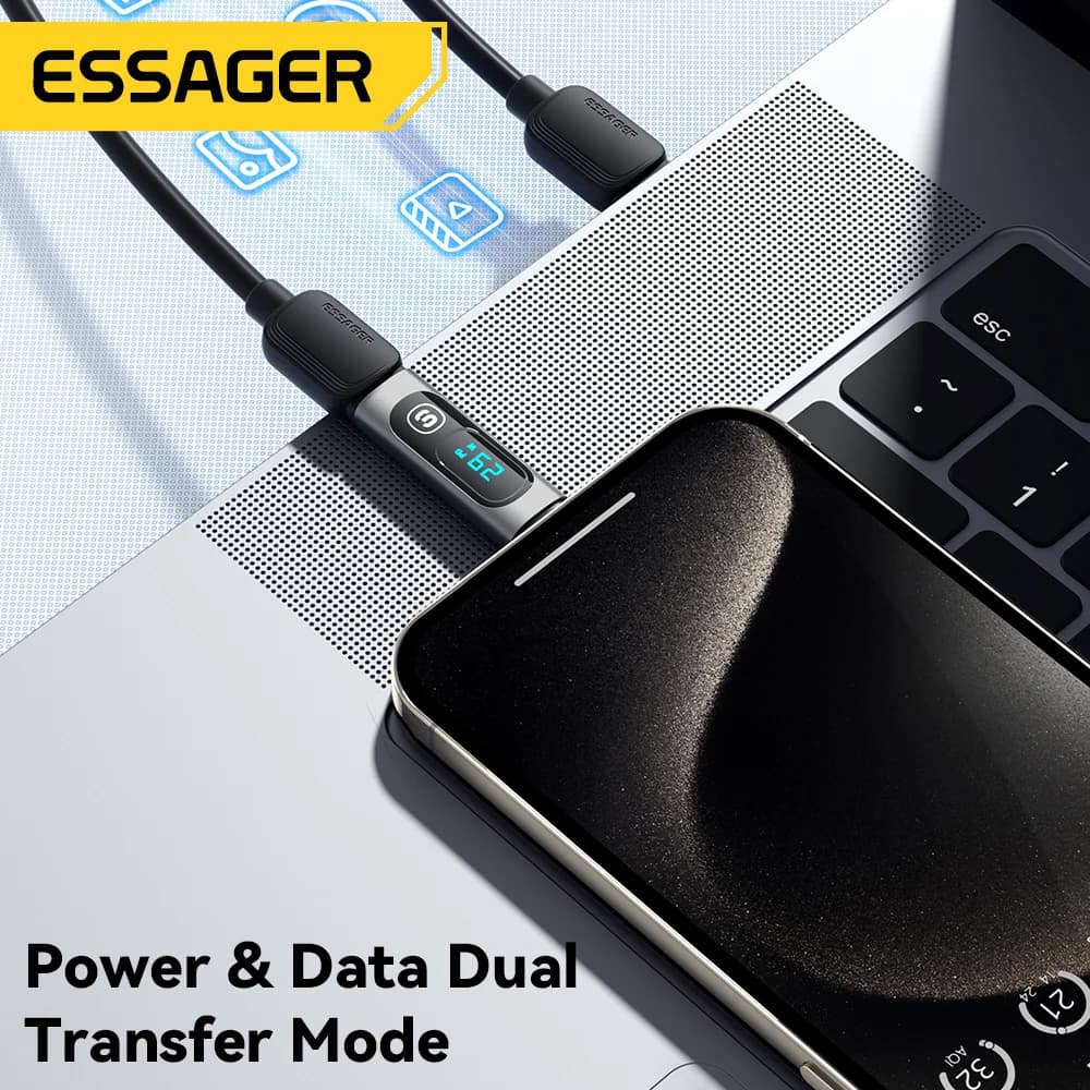 محول OTG من USB-C إلى USB-C مع شاشة رقمية