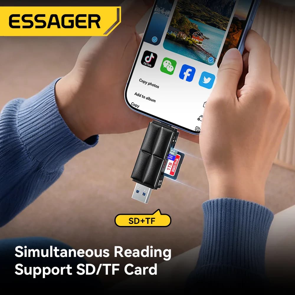 قارئ بطاقات SD/Micro SD بمنفذ USB 3.0 و Type-C