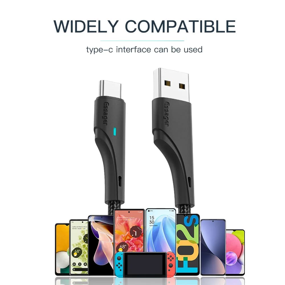كابل بيانات وشحن سريع USB-C بقدرة 3A