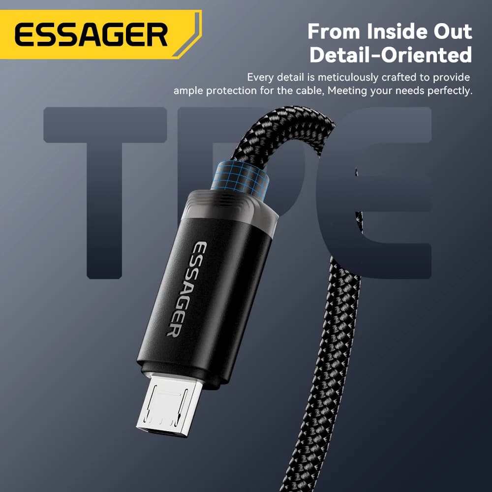 كابل شحن سريع 2 في 1 بموصلين USB من النوع C وMicro USB