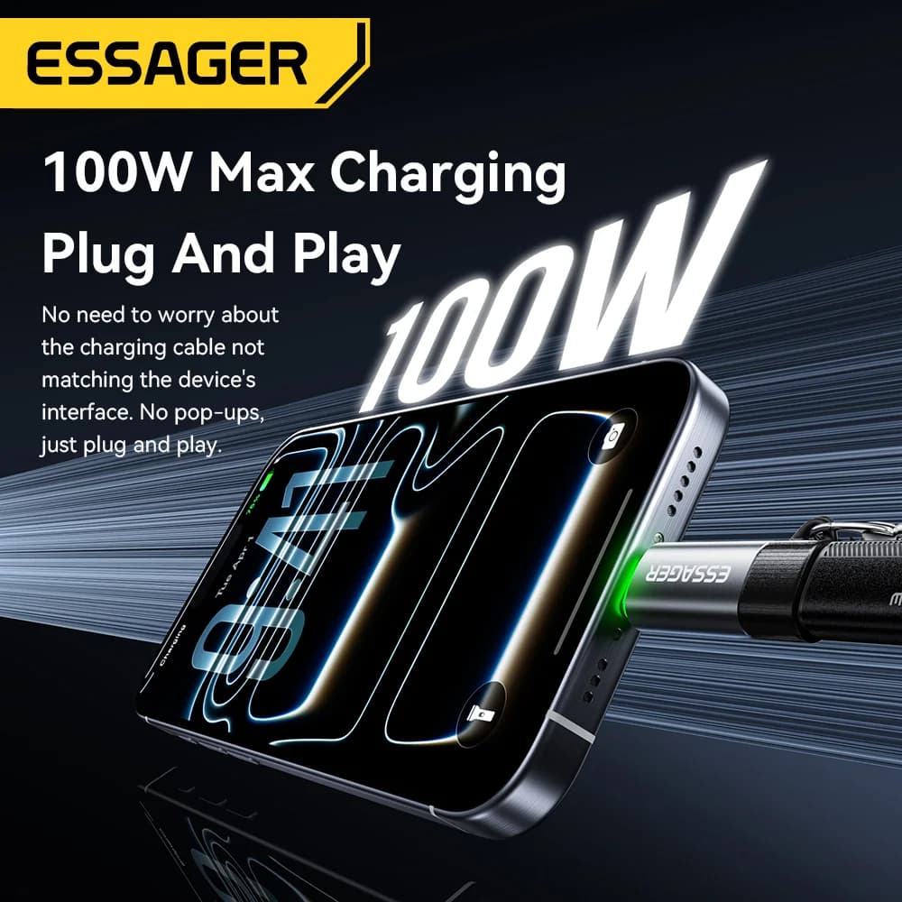 محول USB-C OTG ذكي بقطع الطاقة 100W
