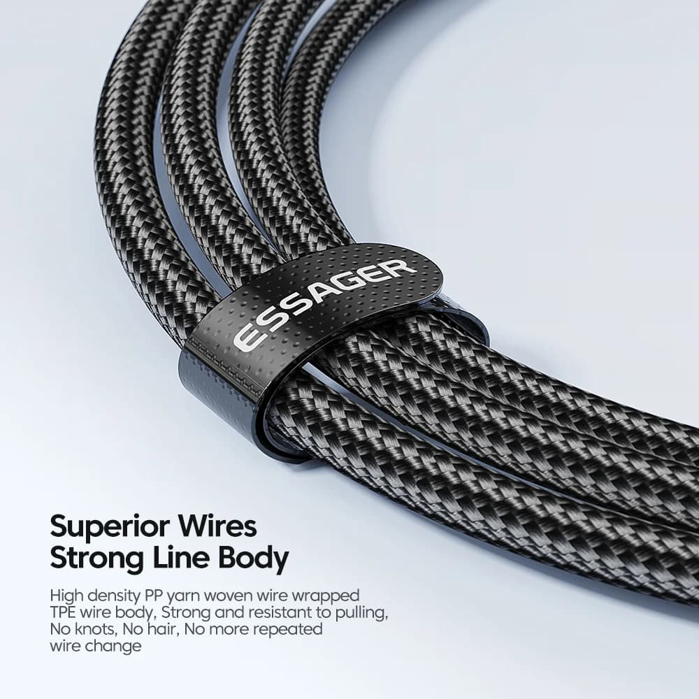 كابل شحن سريع USB-C إلى USB-C بقوة 100 واط، طول 3 متر