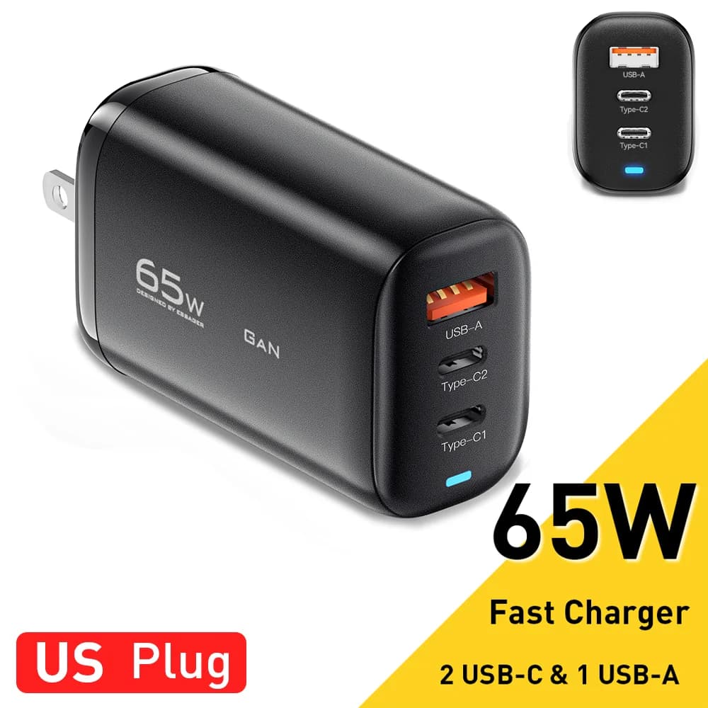 شاحن لابتوب GaN بقوة 65 واط عبر USB-C، يدعم PPS