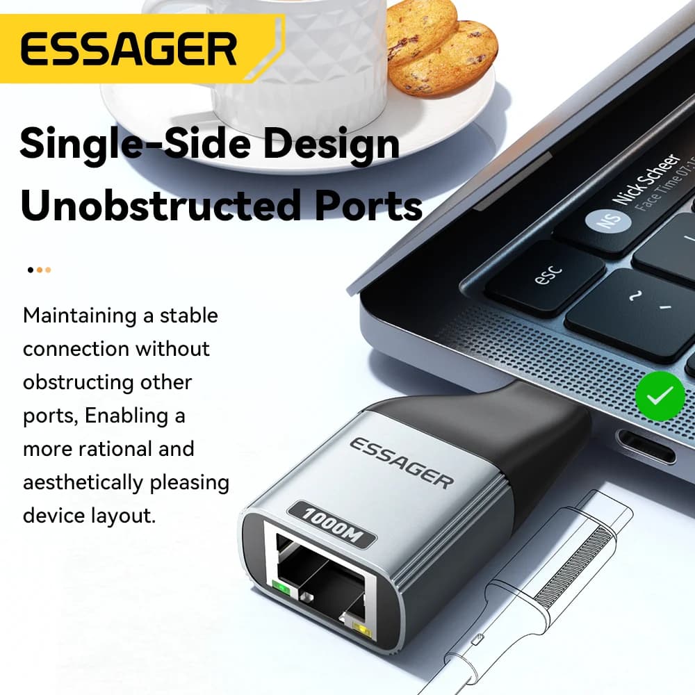 محول Ethernet RJ45 جيجابت من USB-C