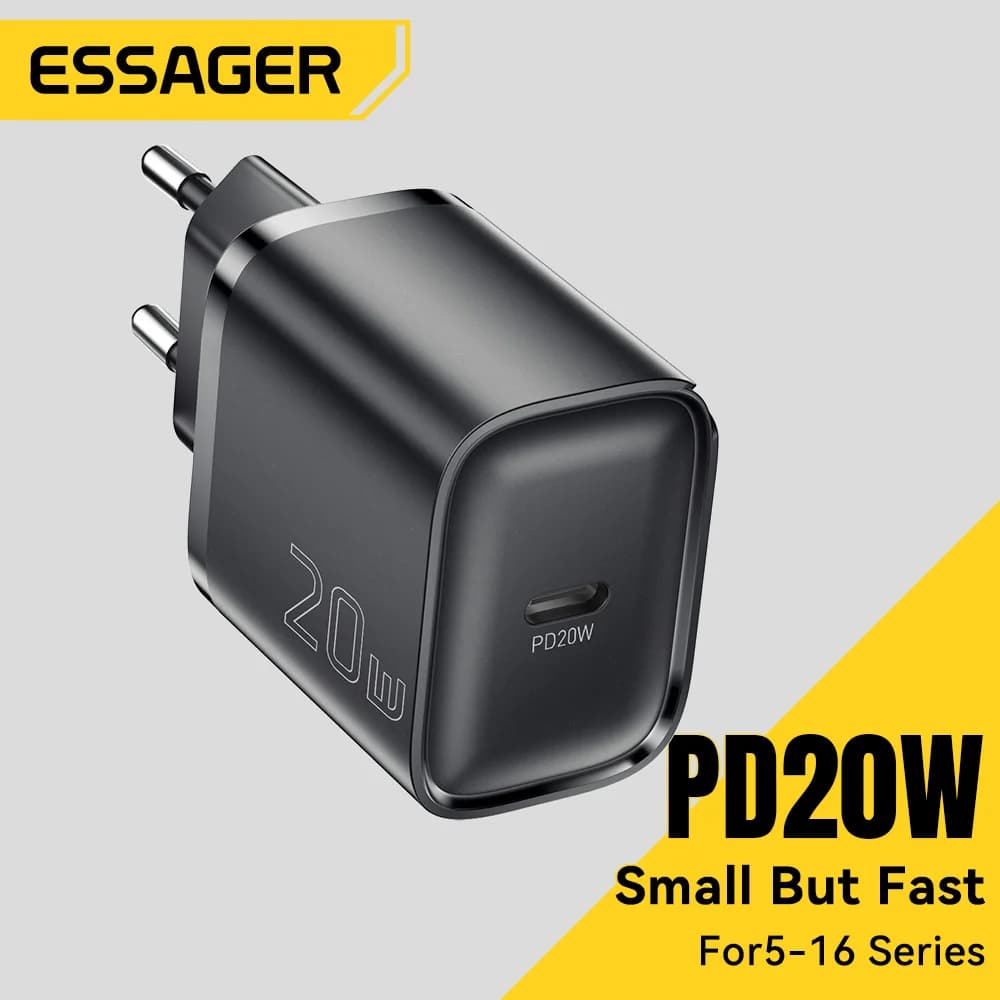 شاحن حائط مصغر USB-C PD للشحن السريع بقدرة 20 واط