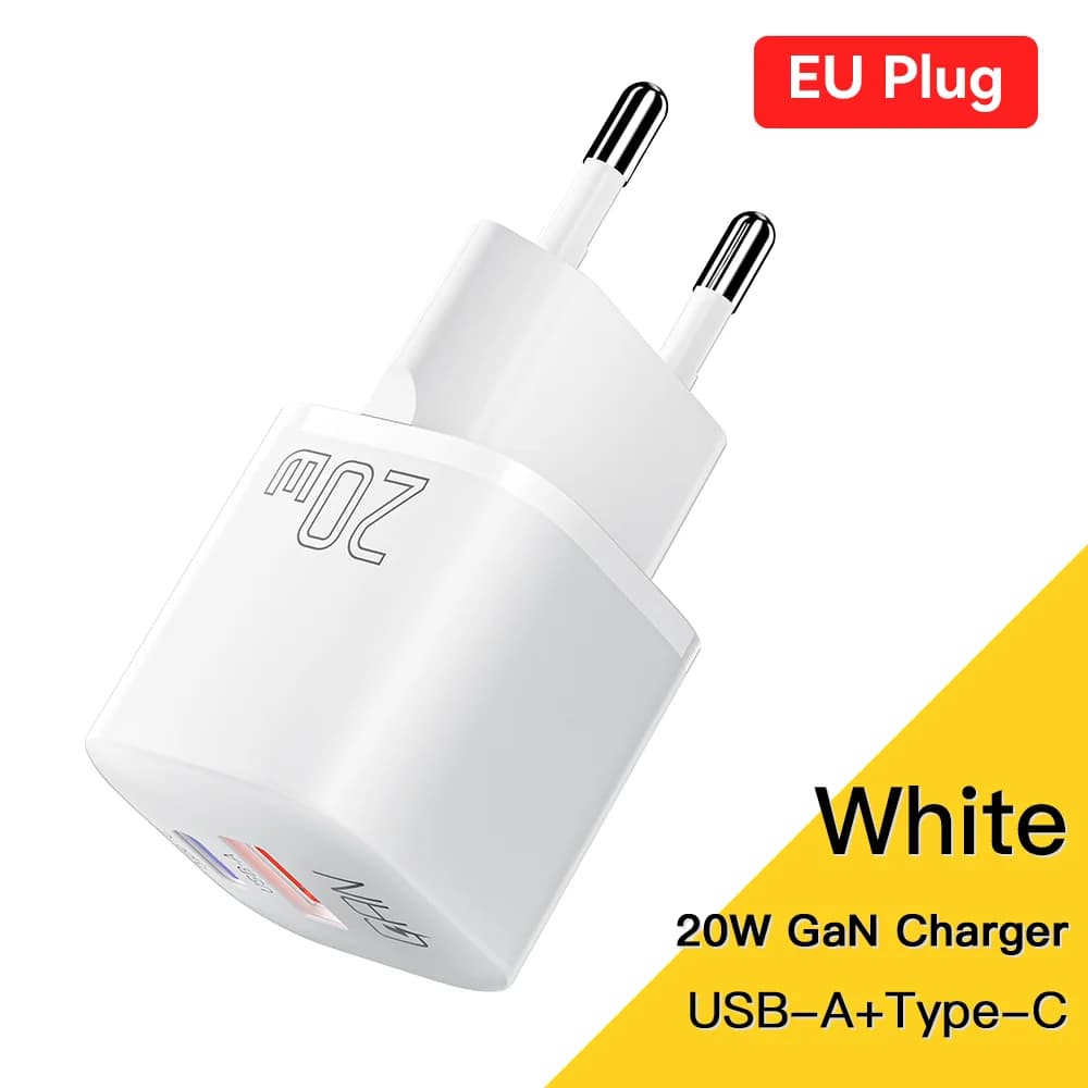 شاحن GaN USB-C سريع بقدرة 20W مع تقنية PD