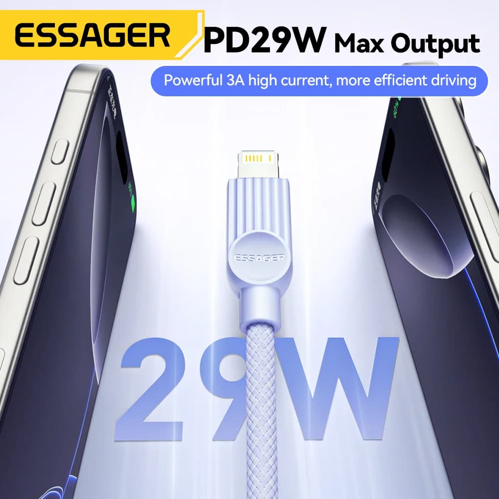 كابل شحن سريع USB-C إلى Lightning بألوان متعددة