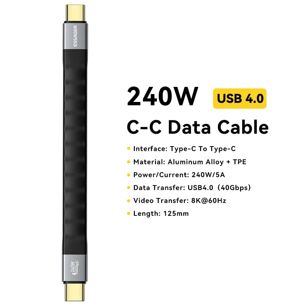 كابل USB 4.0 Type-C، 240W PD، فيديو 8K