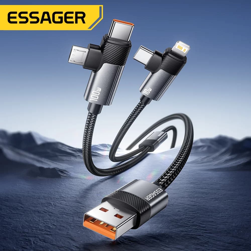 كابل شحن سريع 2 في 1 بقوة 100 واط (Type-C و Lightning)