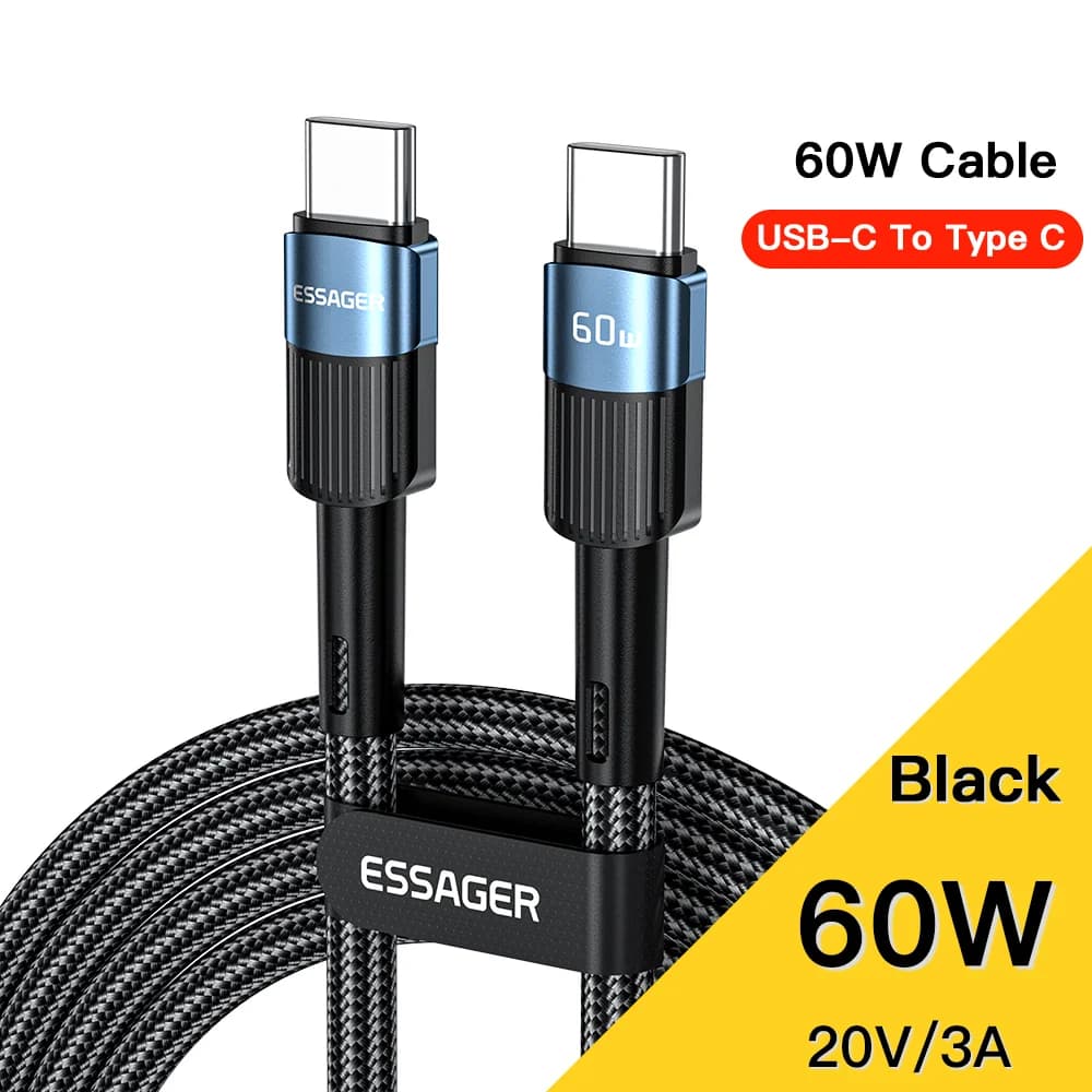 كابل شحن سريع USB-C إلى USB-C بقوة 100 واط، طول 3 متر