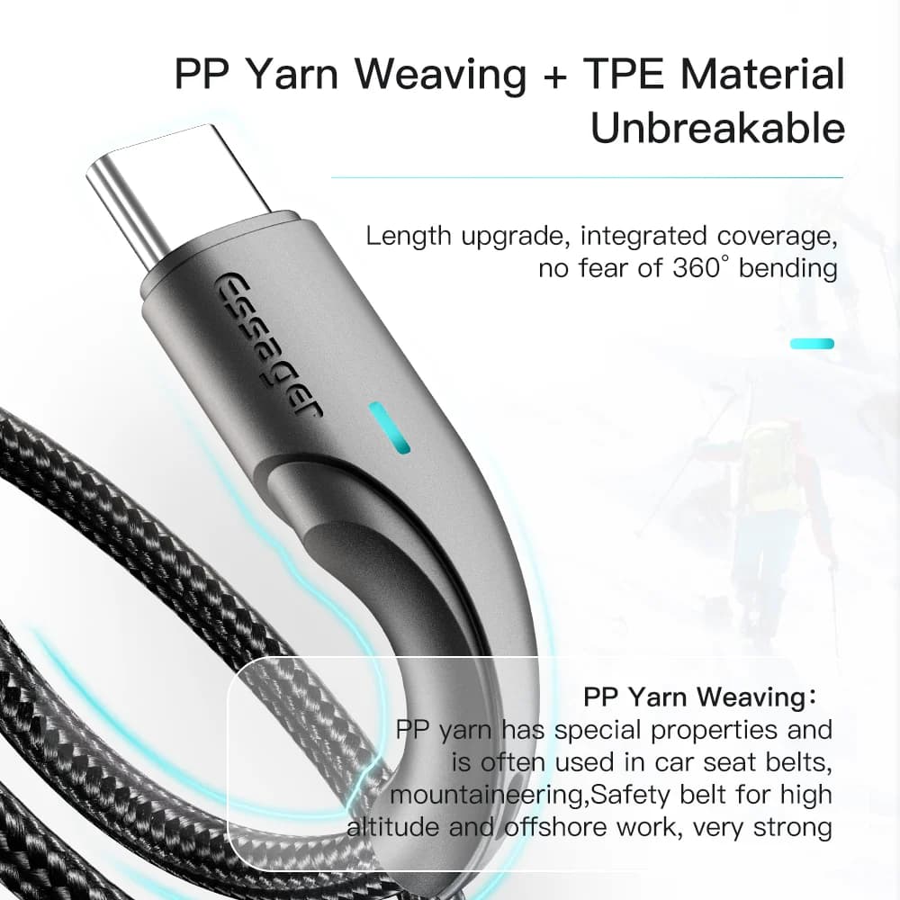 كابل بيانات وشحن سريع USB-C بقدرة 3A