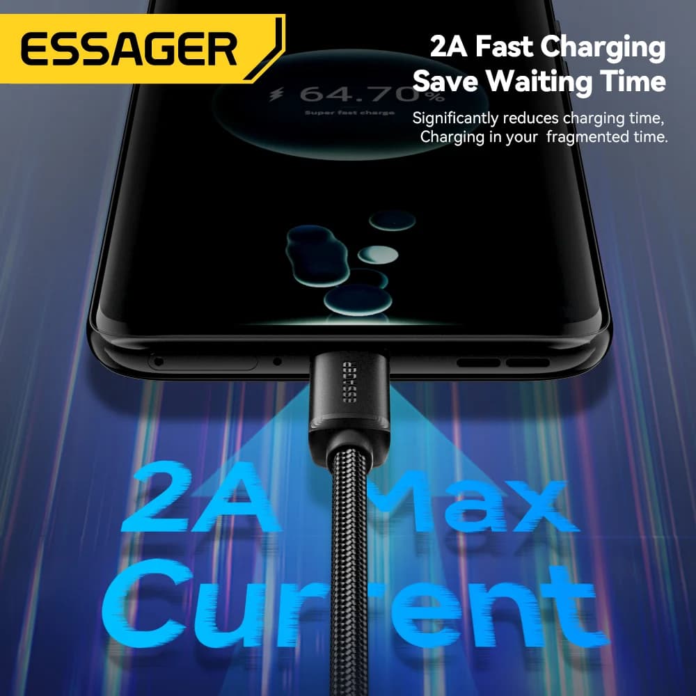 كابل شحن سريع 2 في 1 بموصلين USB من النوع C وMicro USB