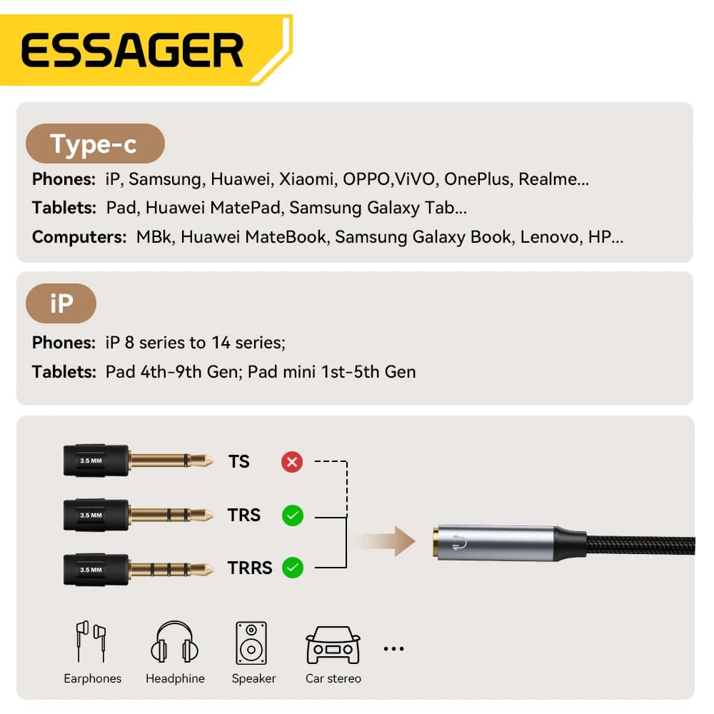 محول صوتي من USB-C إلى 3.5mm بتصميم على شكل حرف L