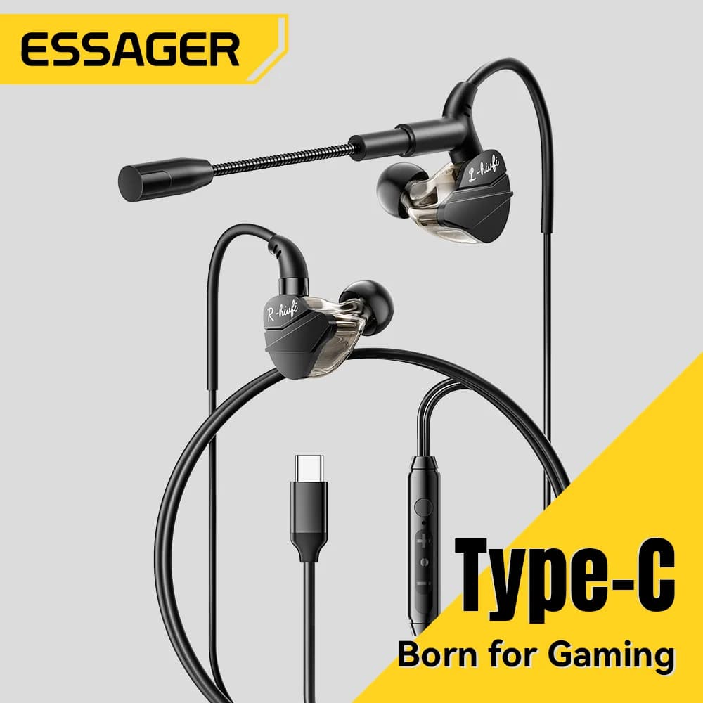 سماعات ألعاب سلكية مع ميكروفون USB-C/3.5mm