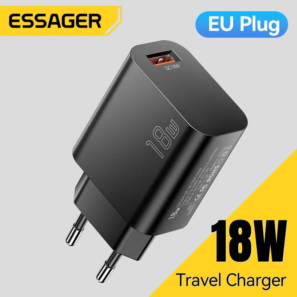 شاحن حائط سريع USB-A بقوة 18 واط مع تقنية QC 3.0