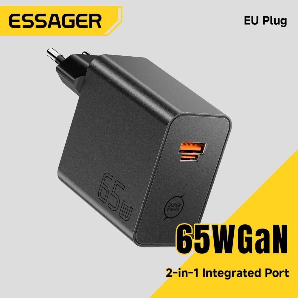 شاحن سريع GaN 65W ثنائي الاستخدام USB Type-C