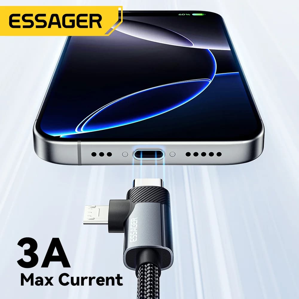 كابل شحن سريع 2 في 1 بتقنية PD بقوة 65 واط Type-C/USB-A إلى Micro