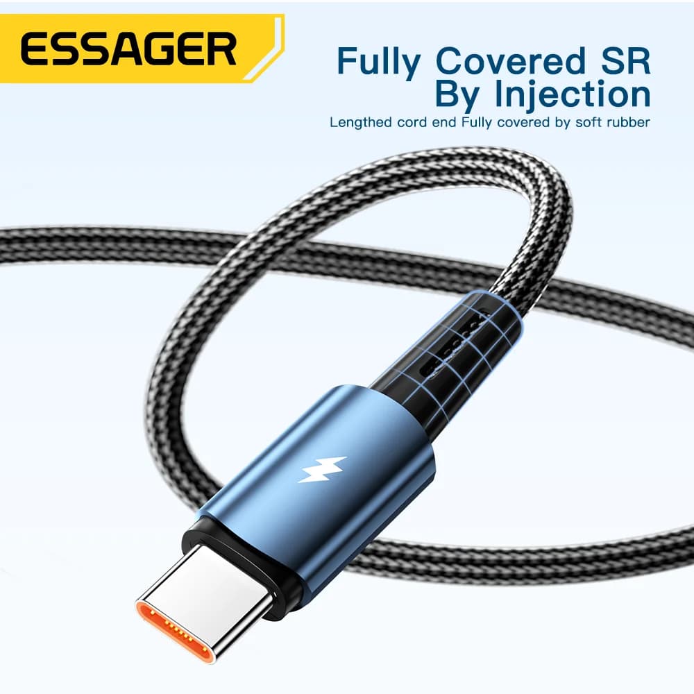 كابل شحن سريع USB-C بقدرة 120W وتيار 6A