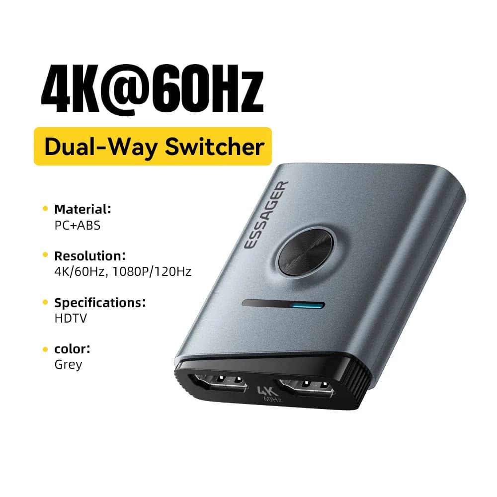 مبدل وموزع HDMI بدقة 4K عند 60Hz (2 في 1)