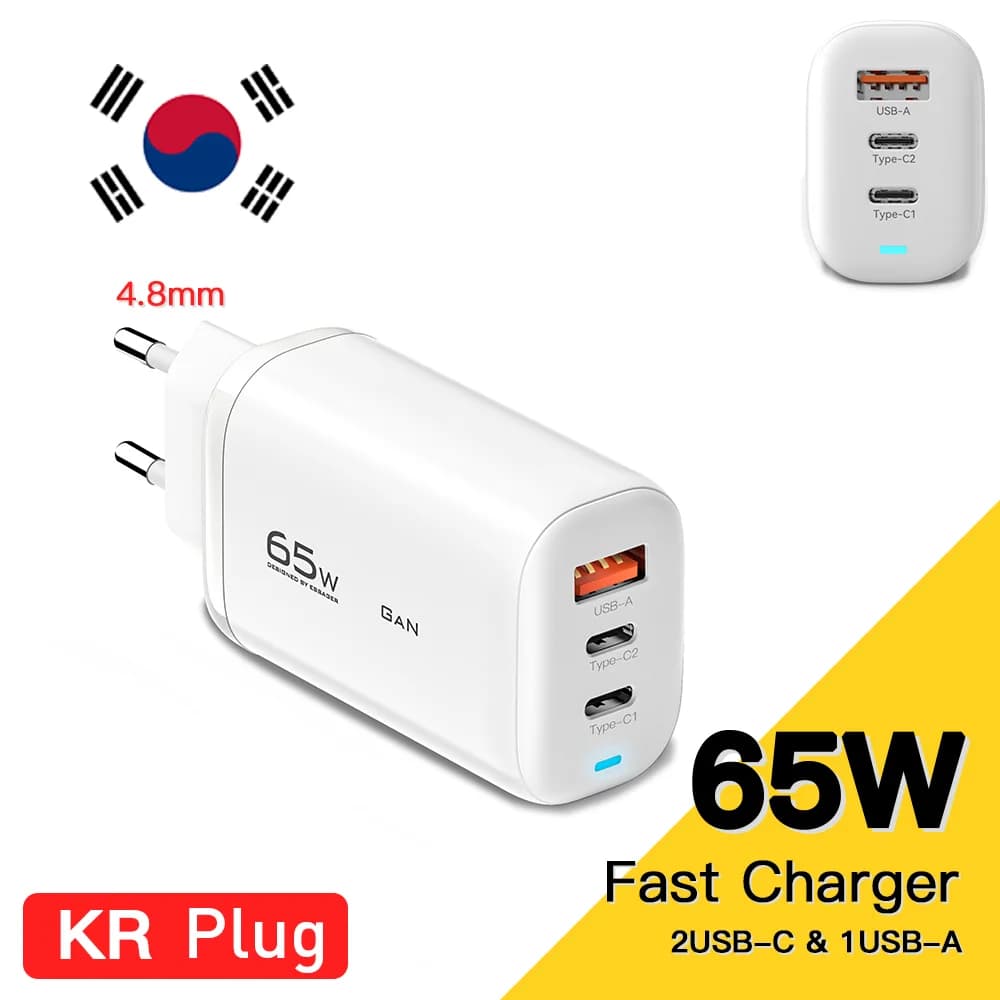 شاحن لابتوب GaN بقوة 65 واط عبر USB-C، يدعم PPS