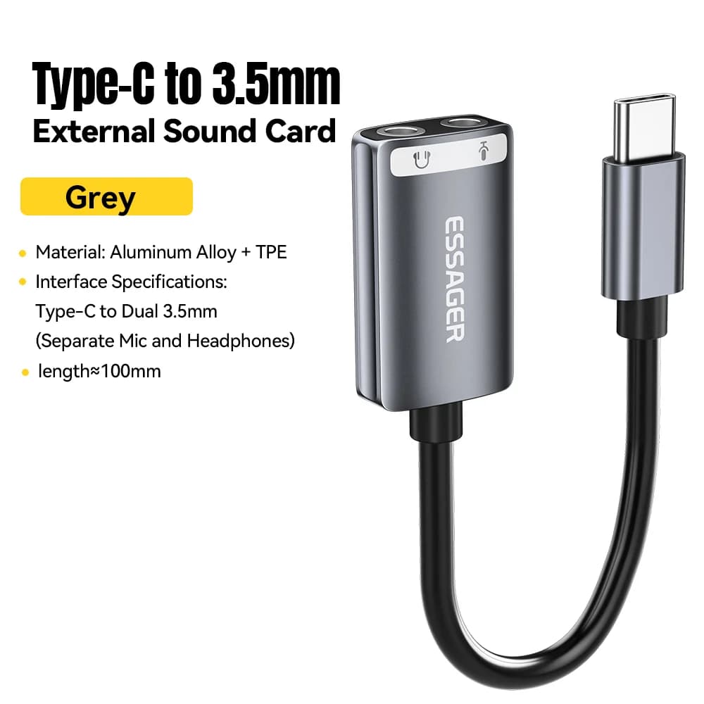 بطاقة صوت خارجية بمحول صوتي USB بمنفذ 3.5 مم