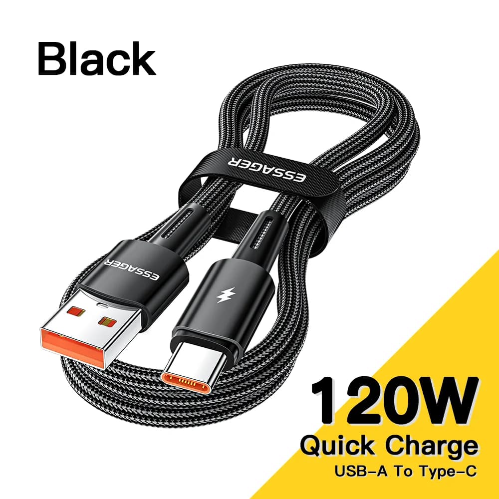 كابل شحن سريع USB-C بقدرة 120W وتيار 6A