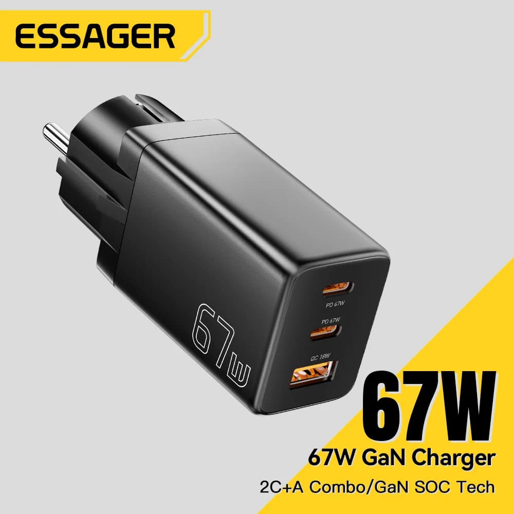 شاحن GaN بمنفذ USB Type-C مع خيارات مقبس EU/KR