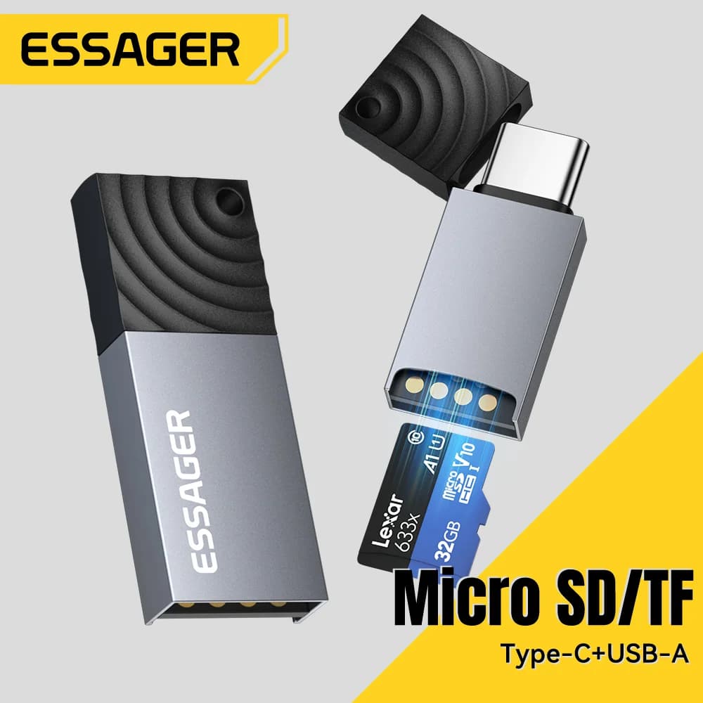 قارئ بطاقات ذاكرة 2 في 1 بمنفذ USB-C و USB 2.0