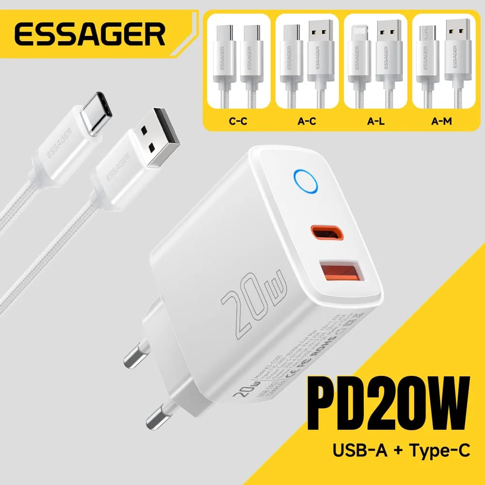 طقم شاحن سريع USB-C PD بقدرة 20 واط